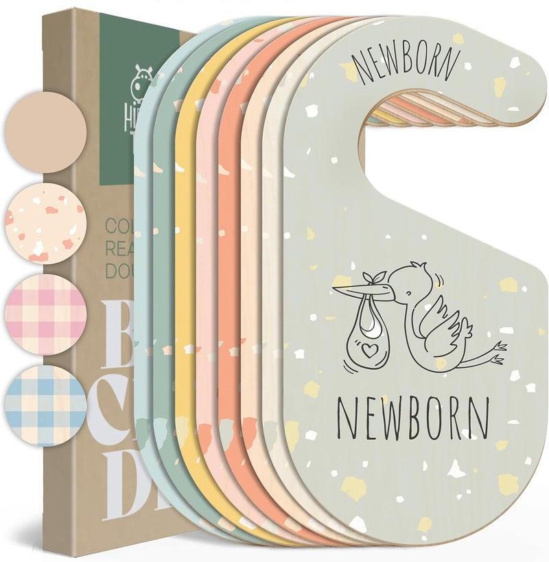 HIPPOTALE Colorful Baby Size Closet Dividers - Wooden Baby Clothes Organizer for Nursery Decor, Storage & Organization - 8 Pcs of Baby Closet Dividers Ideal as Neutral Nursery Storage Organizers - Image 1